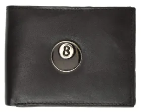 8 Ball Design Mens Genuine Leather Bifold Wallet 1146-7