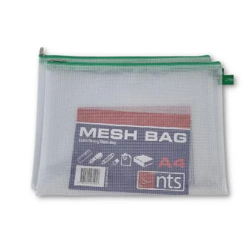 A4 Mesh Bag - Extra Strong with Zipper - Pack of 12 Assorted Colours
