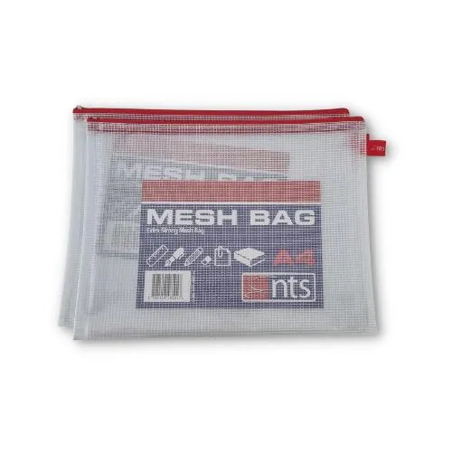 A4 Mesh Bag - Extra Strong with Zipper - Pack of 12 Assorted Colours