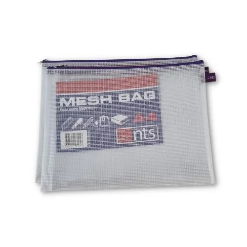 A4 Mesh Bag - Extra Strong with Zipper - Pack of 12 Assorted Colours