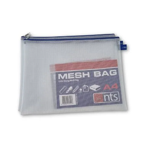 A4 Mesh Bag - Extra Strong with Zipper - Pack of 12 Assorted Colours