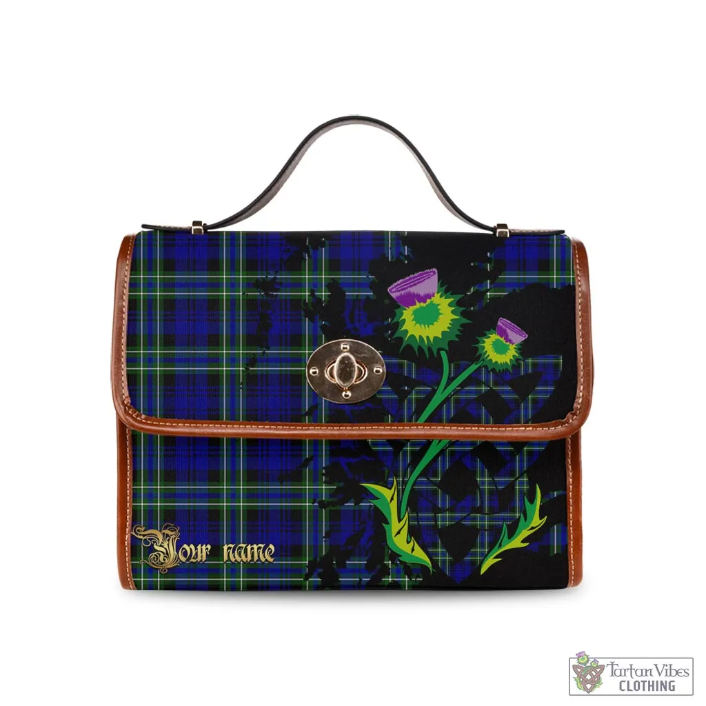 Arbuthnot Modern Tartan Waterproof Canvas Bag with Scotland Map and Thistle Celtic Accents