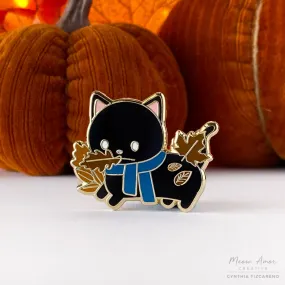 Autumn Black Cat Enamel Pin