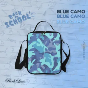 Blue Camo Lunch Bag for Kids - Durable Nylon, Thermal Insulation