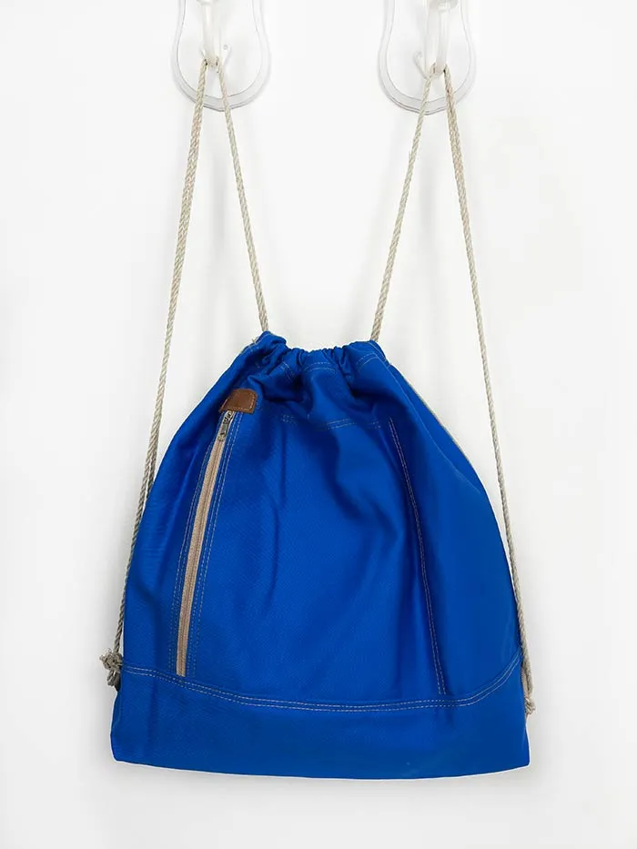 Blue Custom Drawstring Bag, Sport Drawstring Backpack