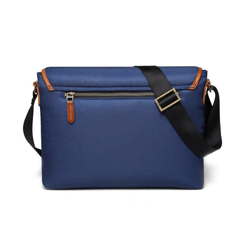 Blue Nylon Leather Mens Casual Side Bag Small Messenger Bags Casual Courier Bags for Men
