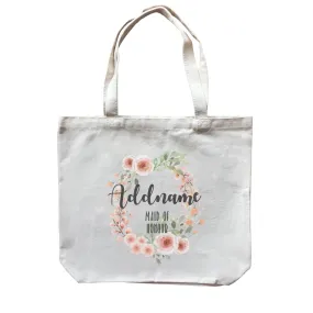 Bridesmaid Floral Sweet 2 Watercolour Flower Wreath Maid Of Honour Addname Canvas Bag