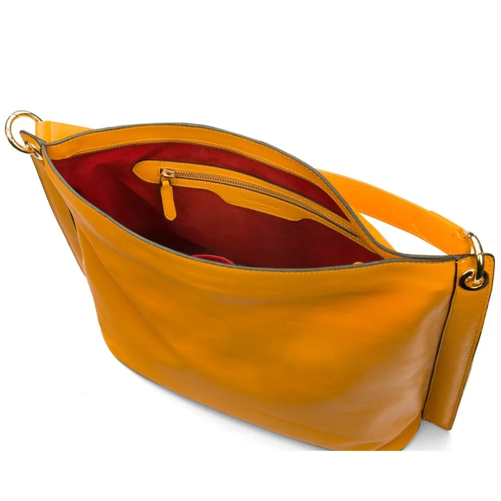 Carol Ann Slouchy Leather Shoulder Bag - Yellow
