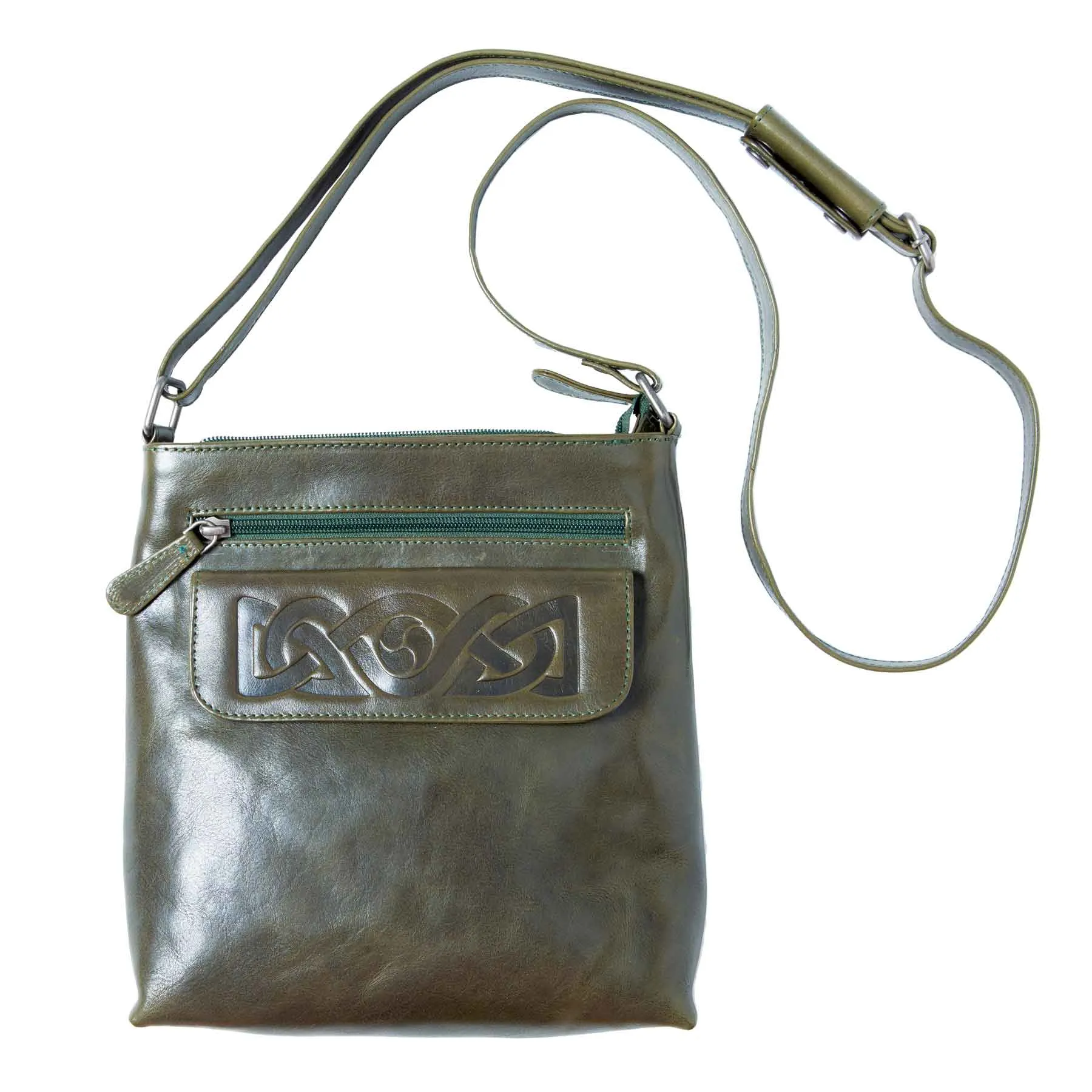 Celtic Crossbody Leather Bag- Dark Green