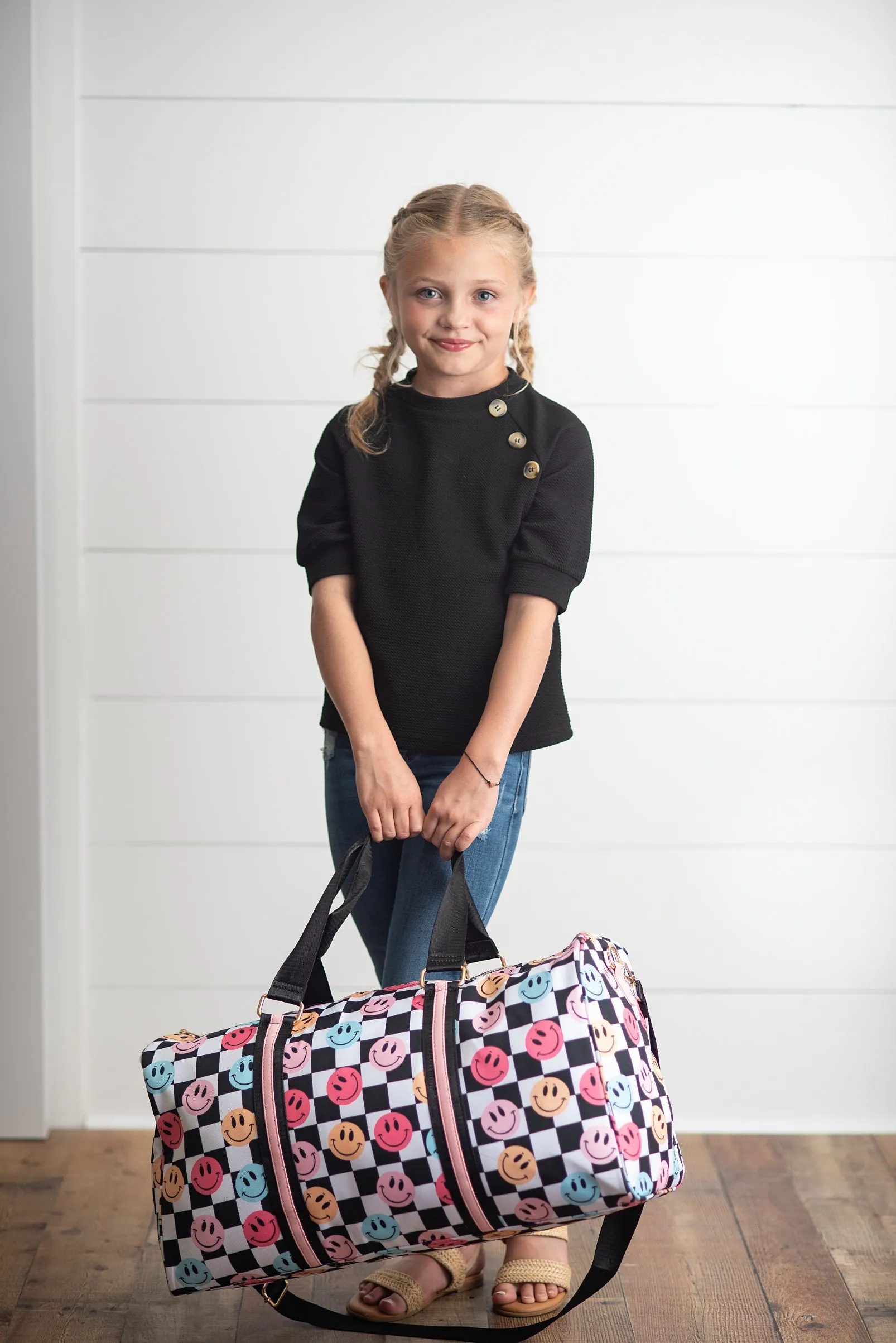 CHECKERED SMILEY OVERNIGHT BAG