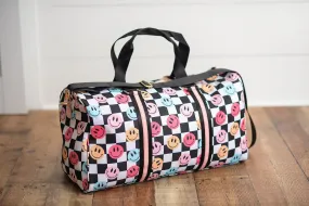 CHECKERED SMILEY OVERNIGHT BAG