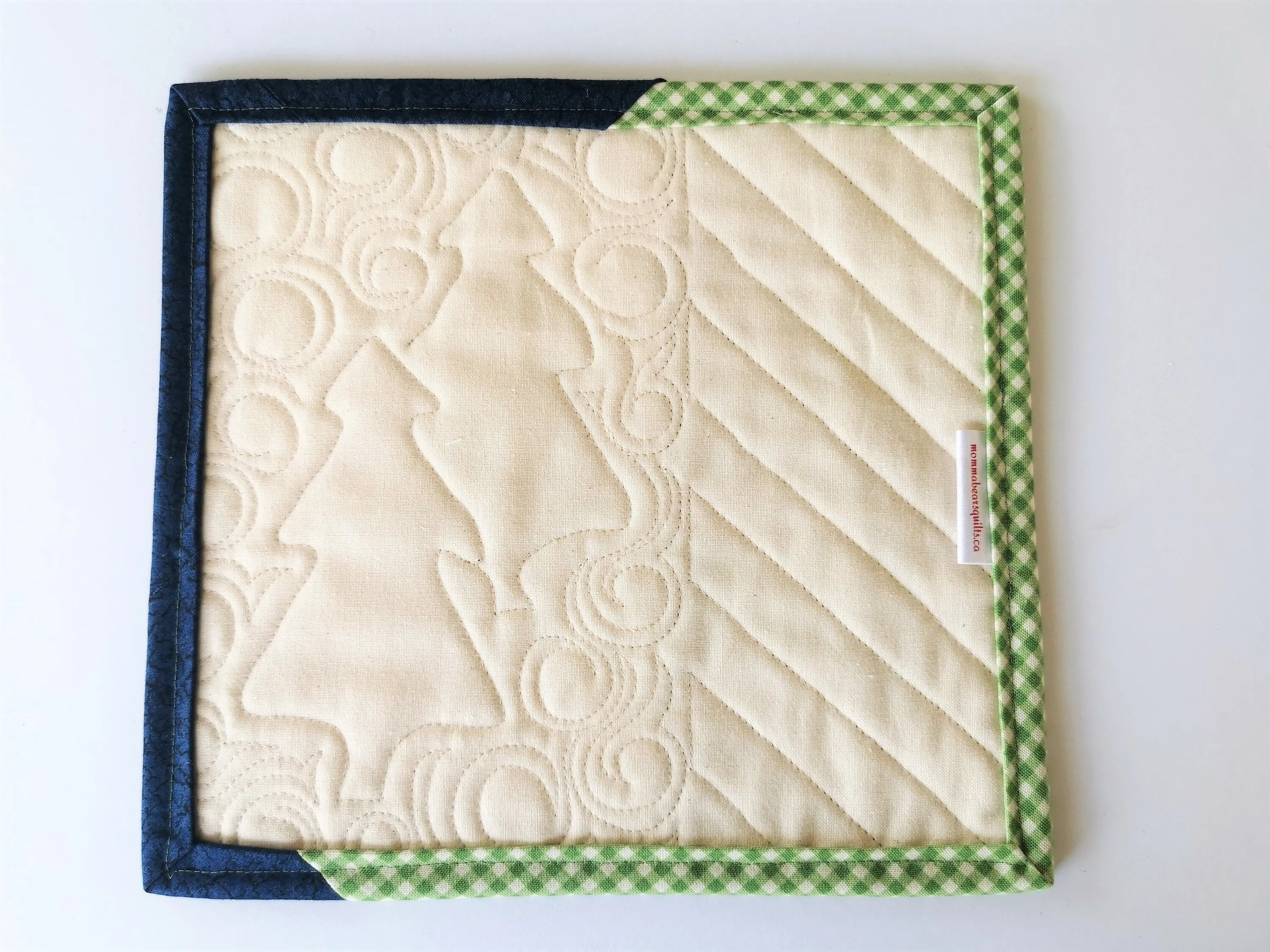 Christmas Tree Quilted Mug Rug, Santa Snack Mat,  Snow Theme Desk Coaster, Mini Quilt, Stocking Stuffer