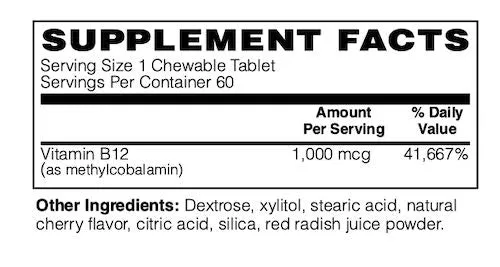 Coenzymated Methyl B-12 1000 mcg, 60 chews