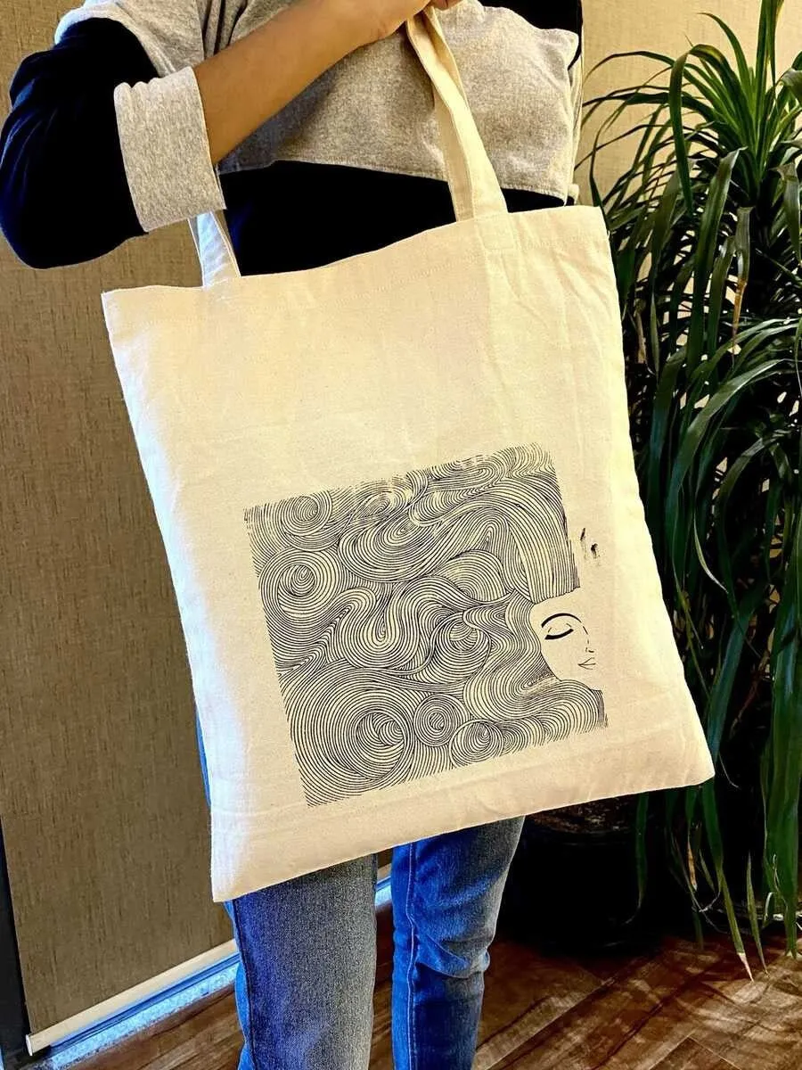 Curly Hair - 100% Cotton Canvas Tote Bag