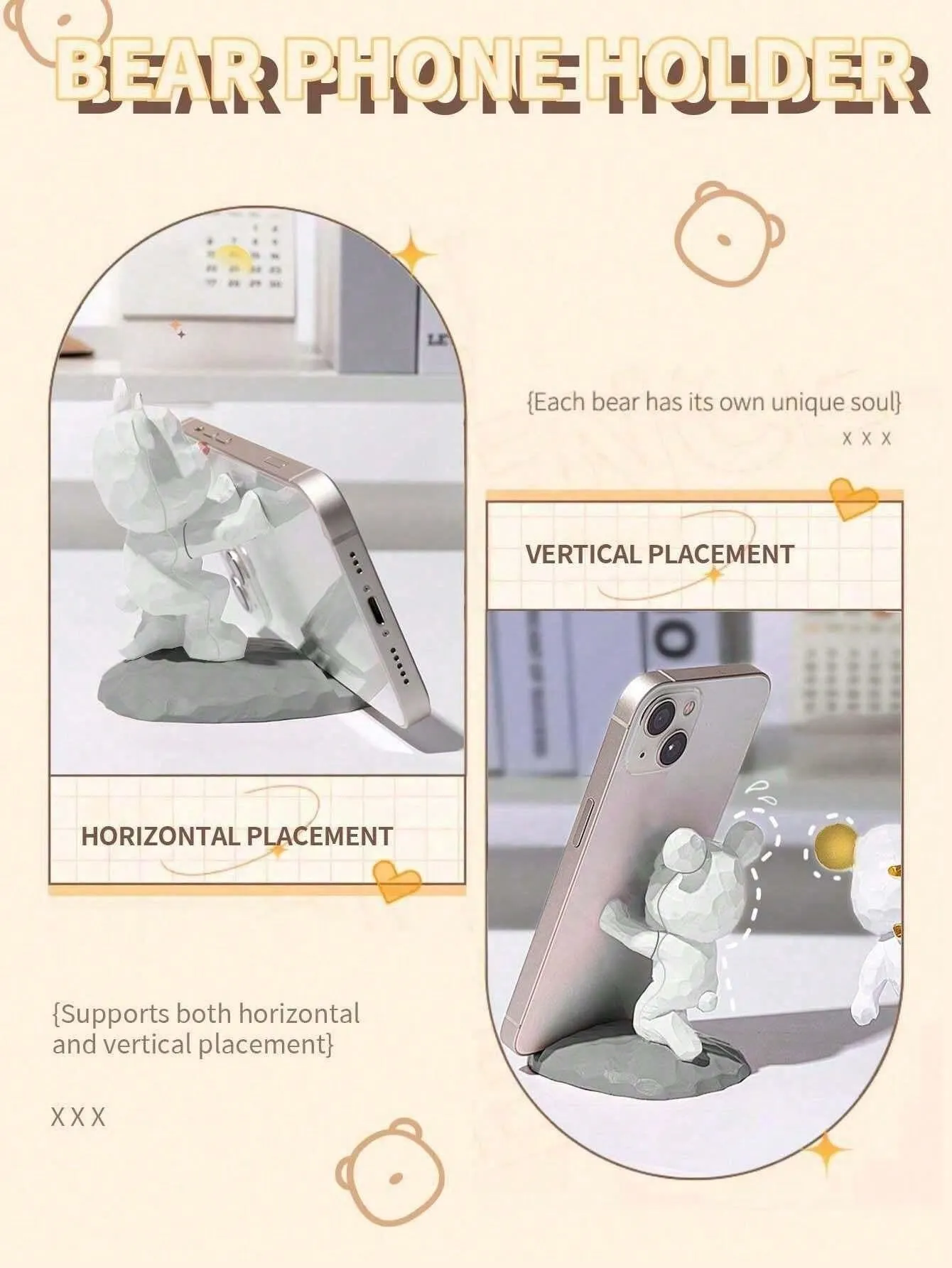 Cute Bear-Shaped Phone & Tablet Stand – Adorable Desk and Bedroom Decoration