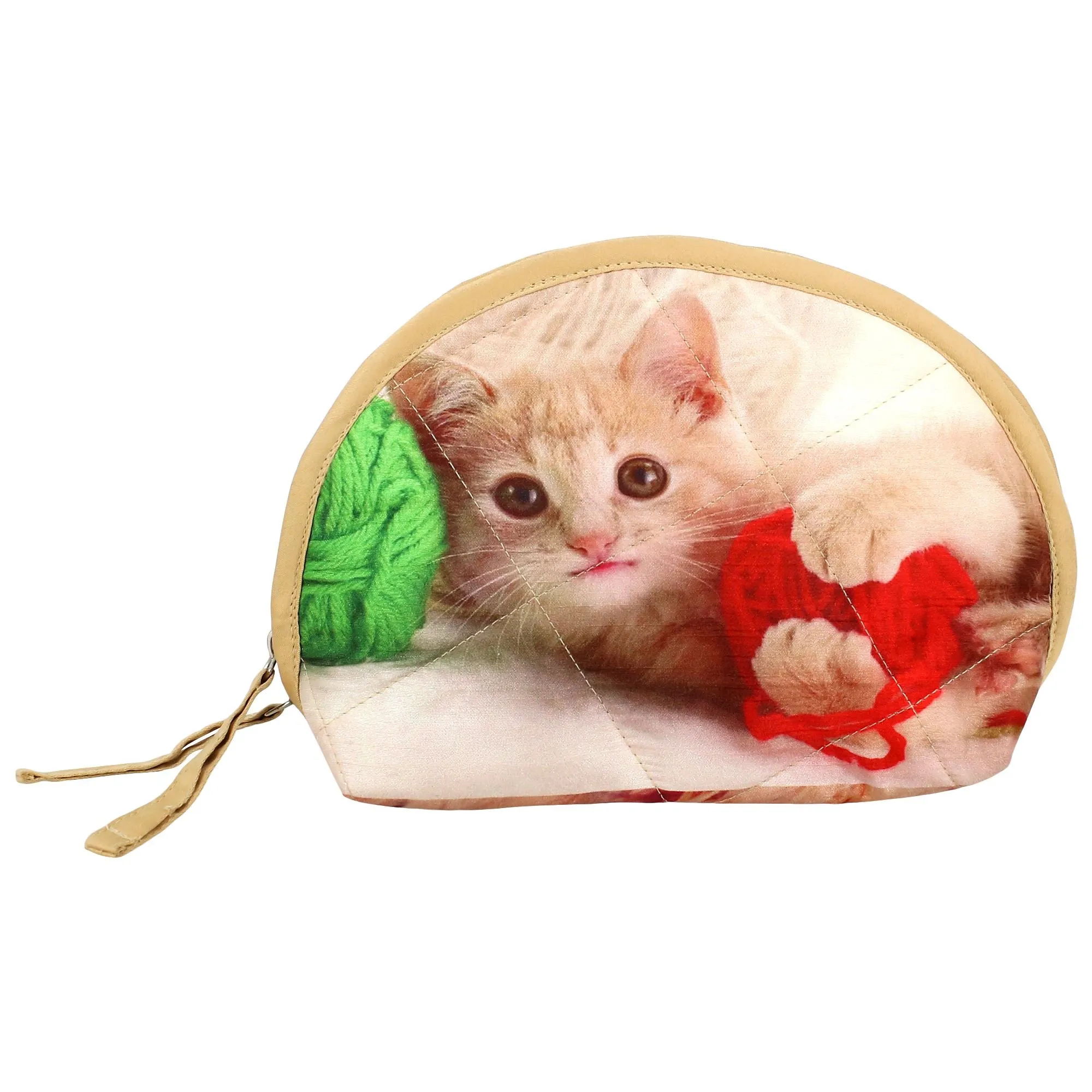 Digitally Printed Animal Clutch Bag Cat Face Head Polyester 8x6x2.5 Inch, ACT01-2
