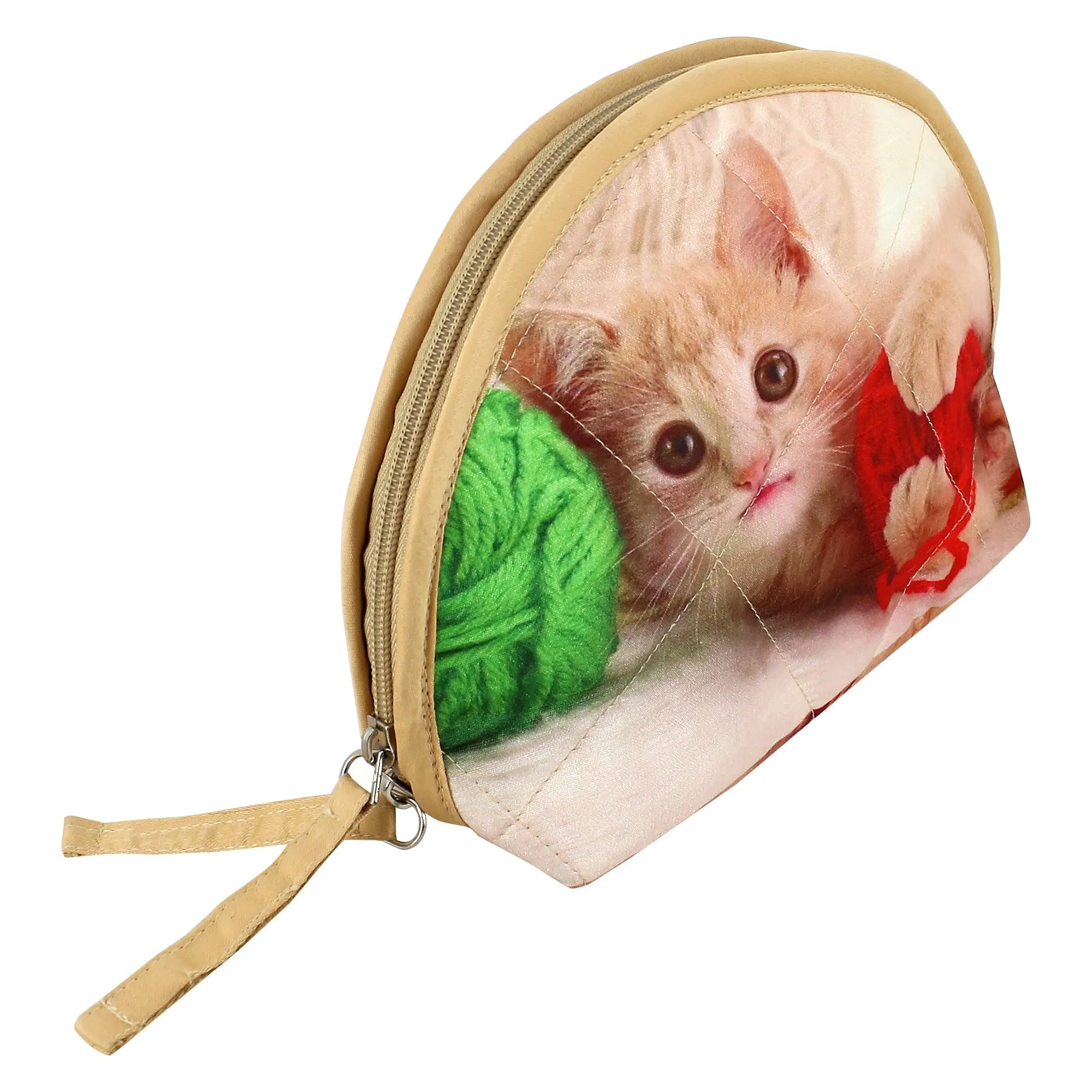 Digitally Printed Animal Clutch Bag Cat Face Head Polyester 8x6x2.5 Inch, ACT01-2
