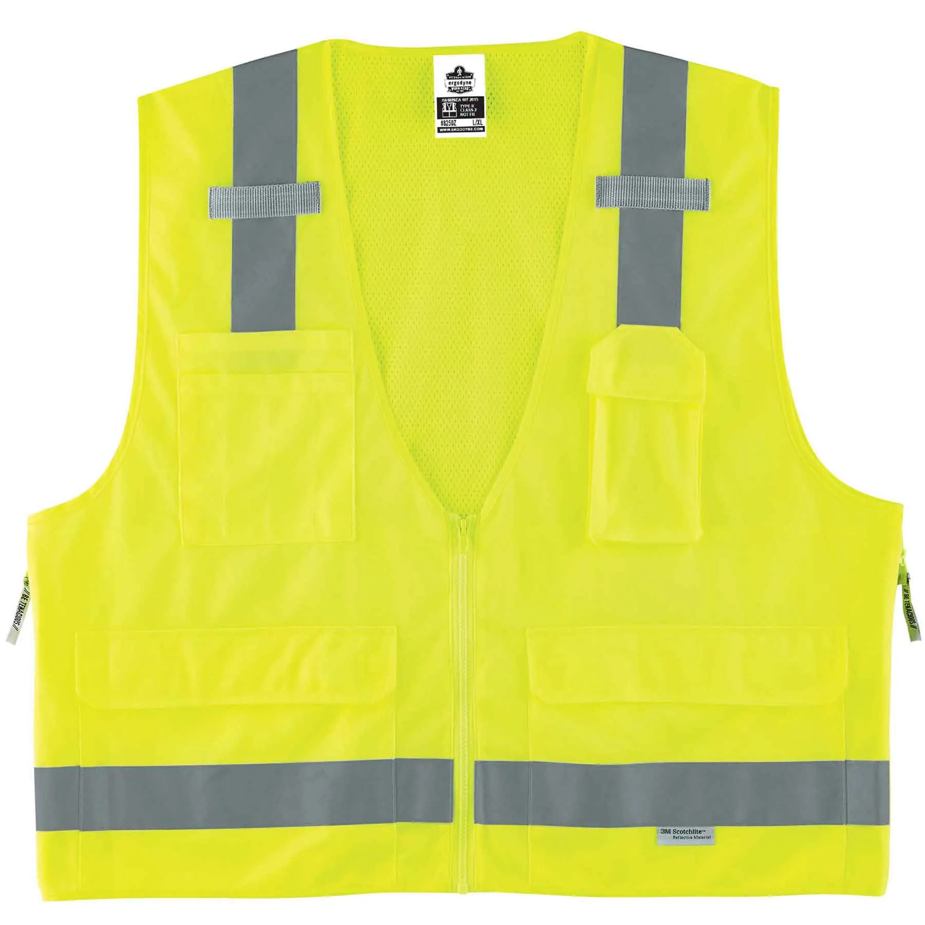Ergodyne 21427 GloWear 8250Z Type R Class 2 Surveyors Vest, 2XL/3XL, HV Lime