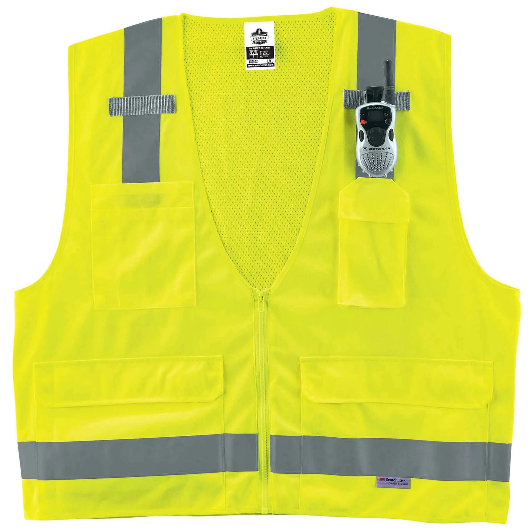 Ergodyne 21429 GloWear 8250Z Type R Class 2 Surveyors Vest, 4XL/5XL, HV Lime