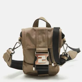 Fendi Beige/black Nylon And Leather Fendiness Crossbody Bag