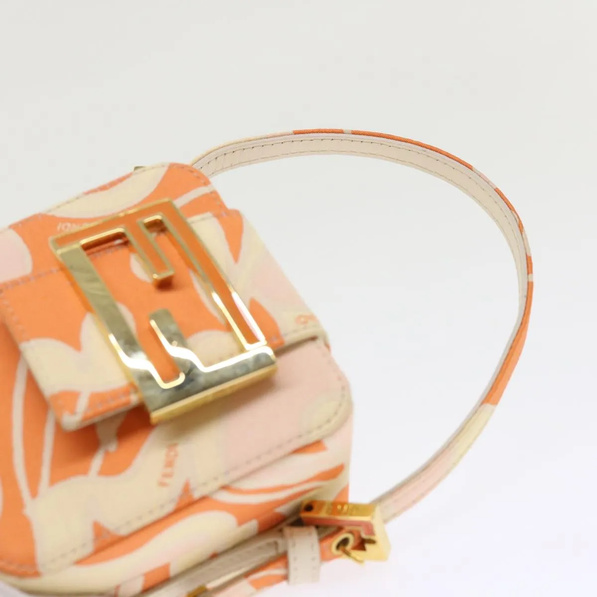 FENDI Mini Mamma Baguette Pouch Nylon Orange  46674