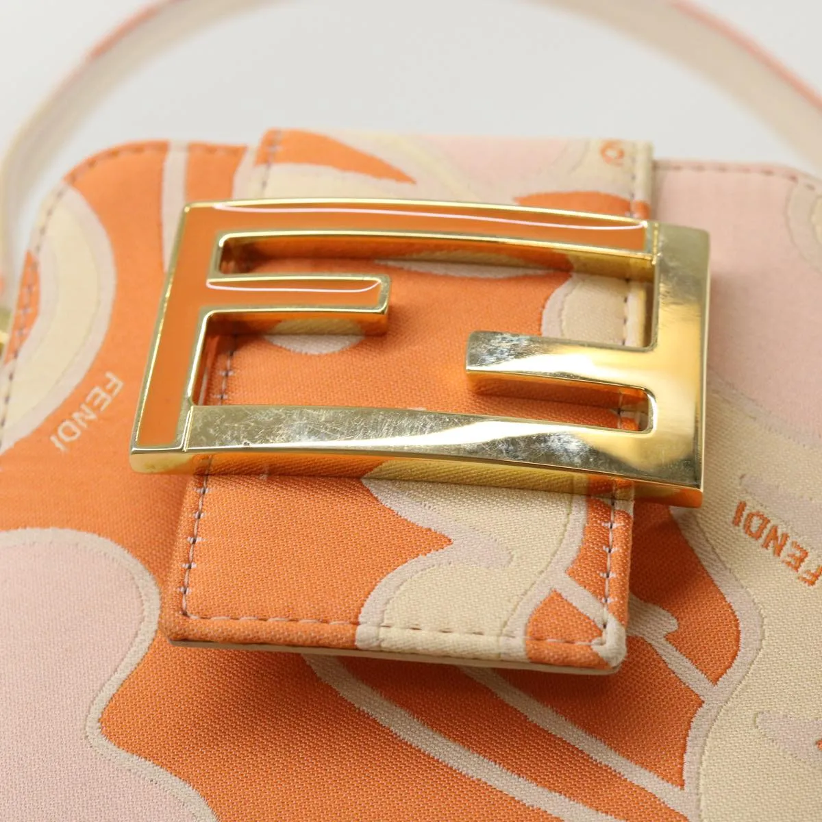 FENDI Mini Mamma Baguette Pouch Nylon Orange  46674