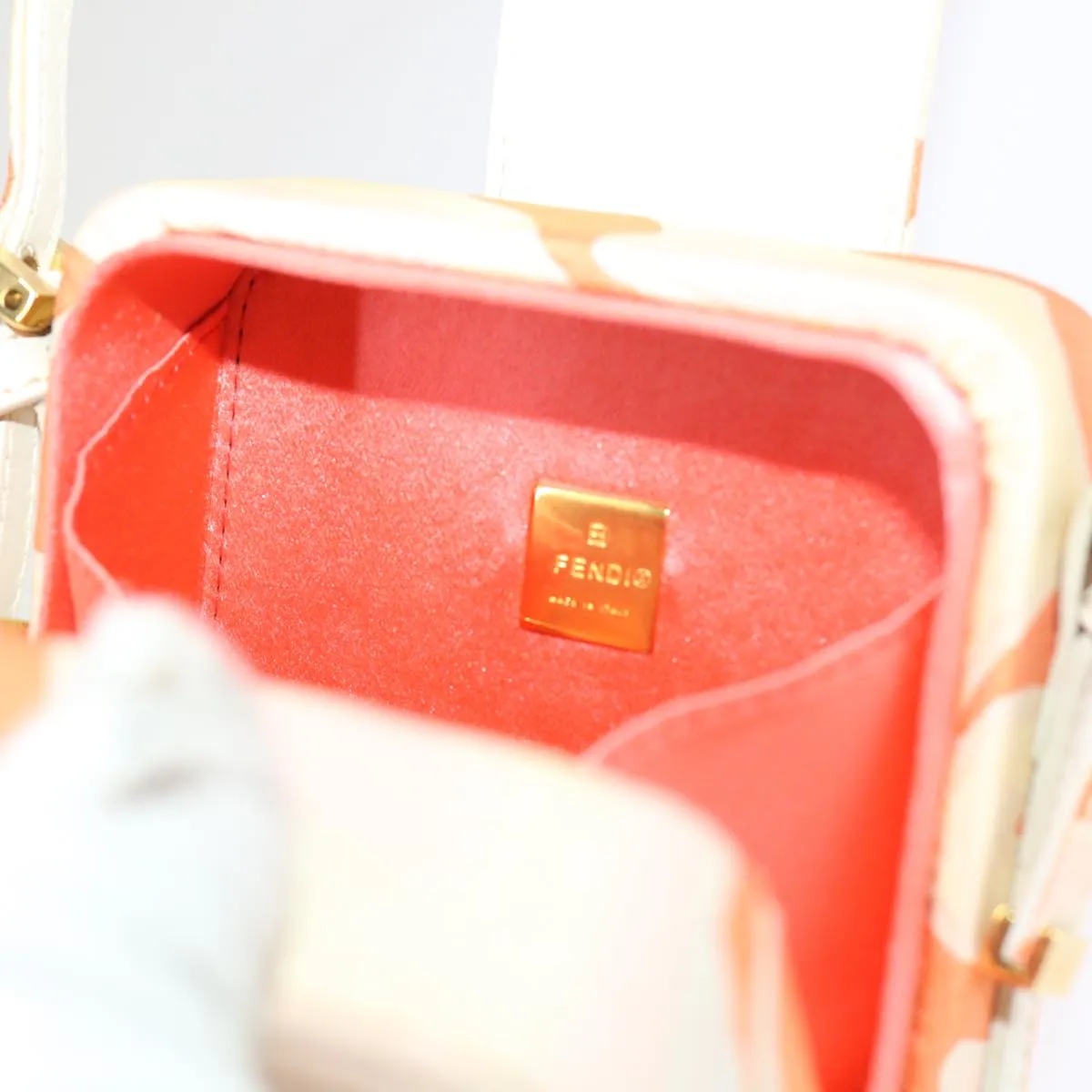 FENDI Mini Mamma Baguette Pouch Nylon Orange  46674