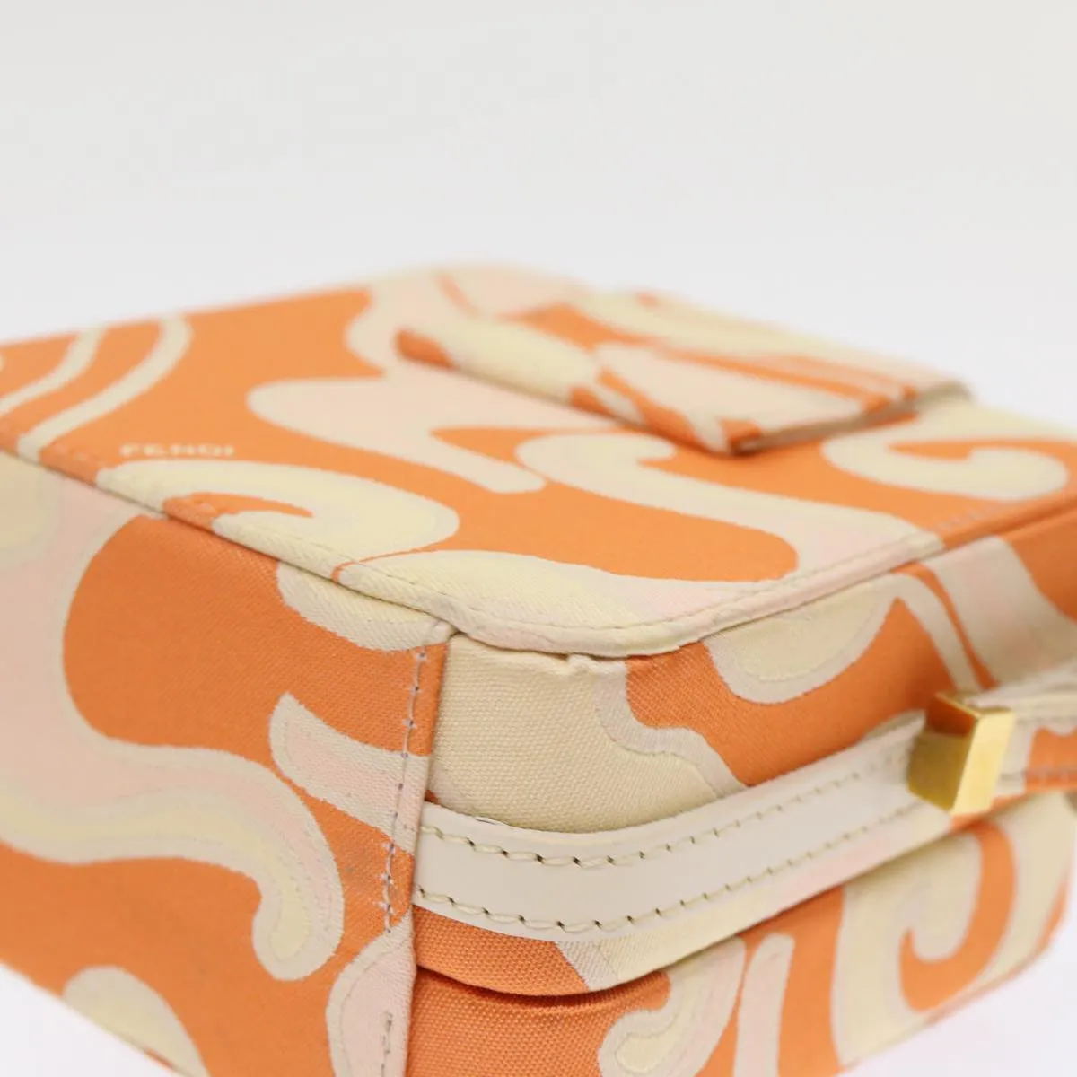FENDI Mini Mamma Baguette Pouch Nylon Orange  46674