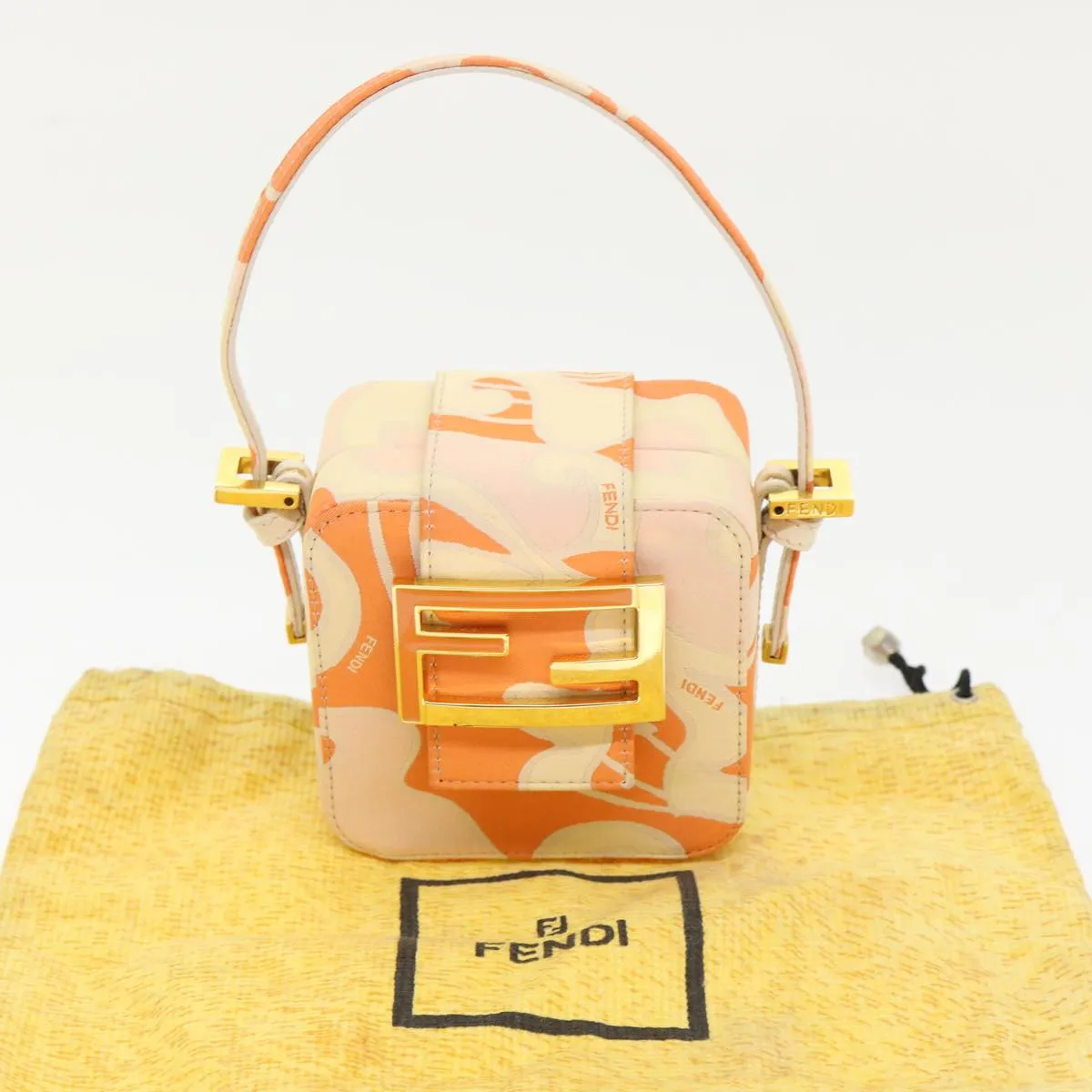 FENDI Mini Mamma Baguette Pouch Nylon Orange  46674
