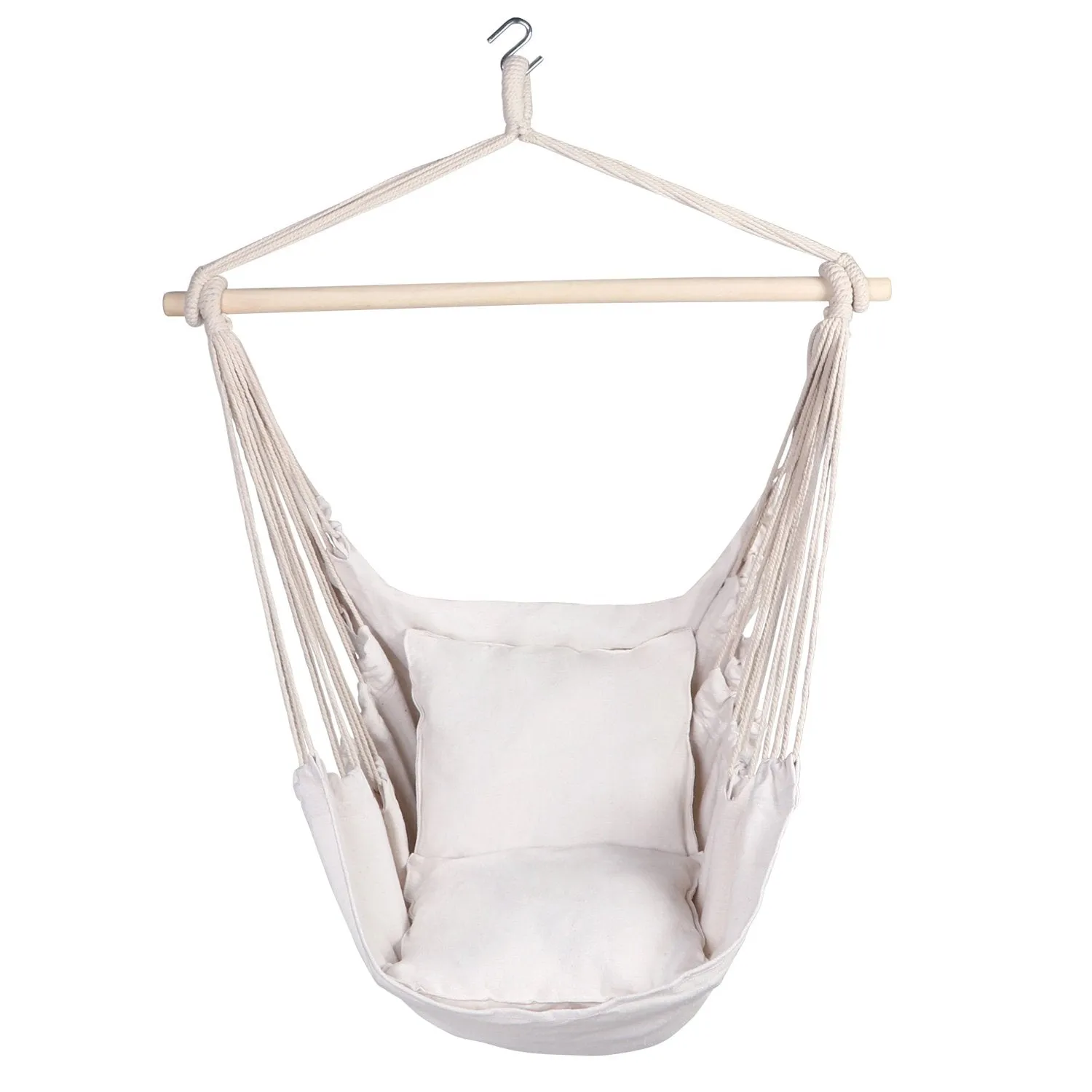 Hammock Chair Hanging Rope Swing with 2 Seat Cushions - Y- STOP