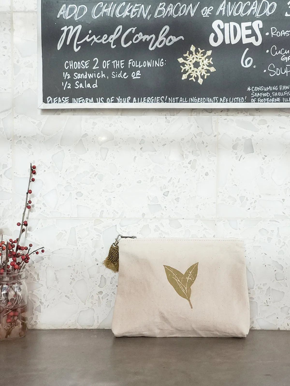 Hand Screen Printed Cotton Canvas Pouch | Nature