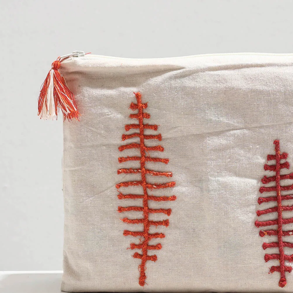 Handcrafted Cotton Recycled Leaf Design Tablet Pouch (10 x 8 in)