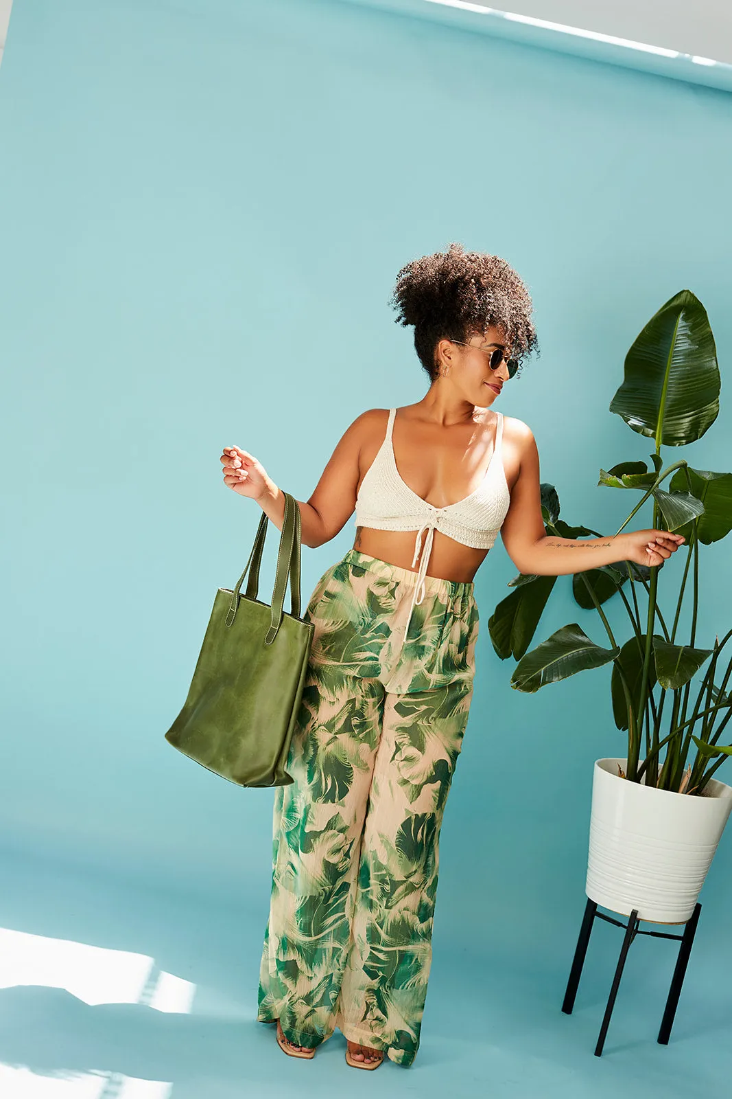 Hanna Leather Tote - Forest Green