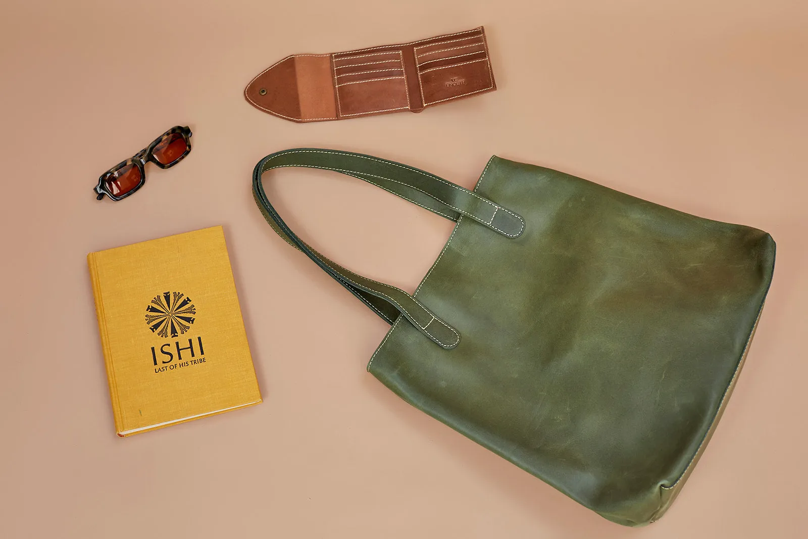 Hanna Leather Tote - Forest Green