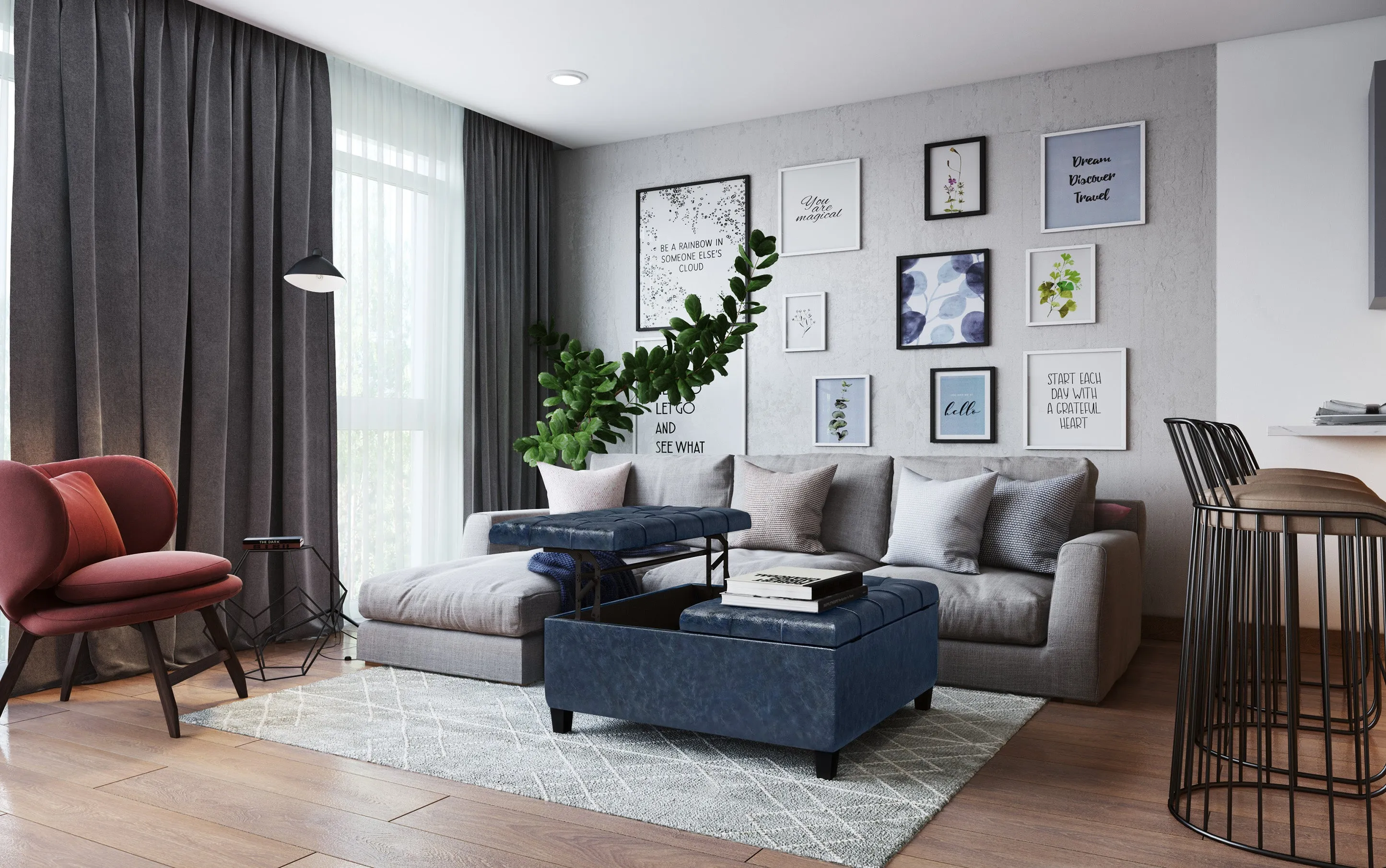 Harrison Coffee Table Ottoman in Vegan Leather