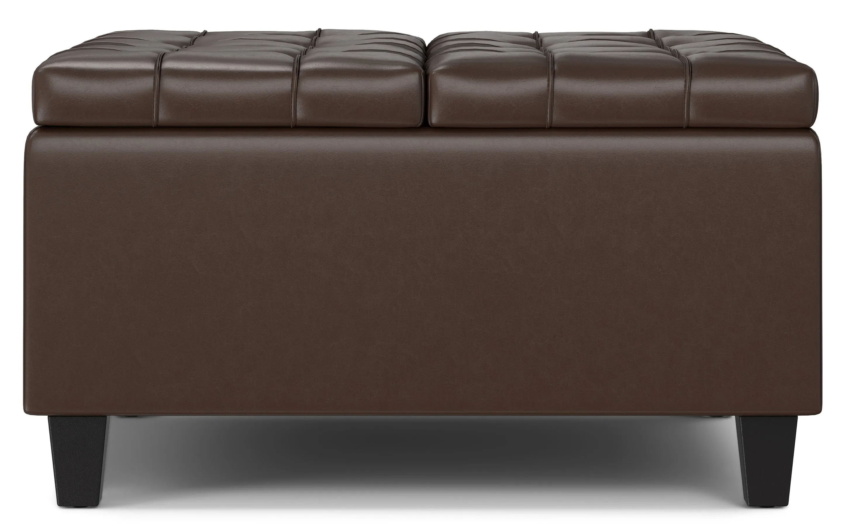 Harrison Small Square Coffee Table Storage Ottoman in Vegan Leather