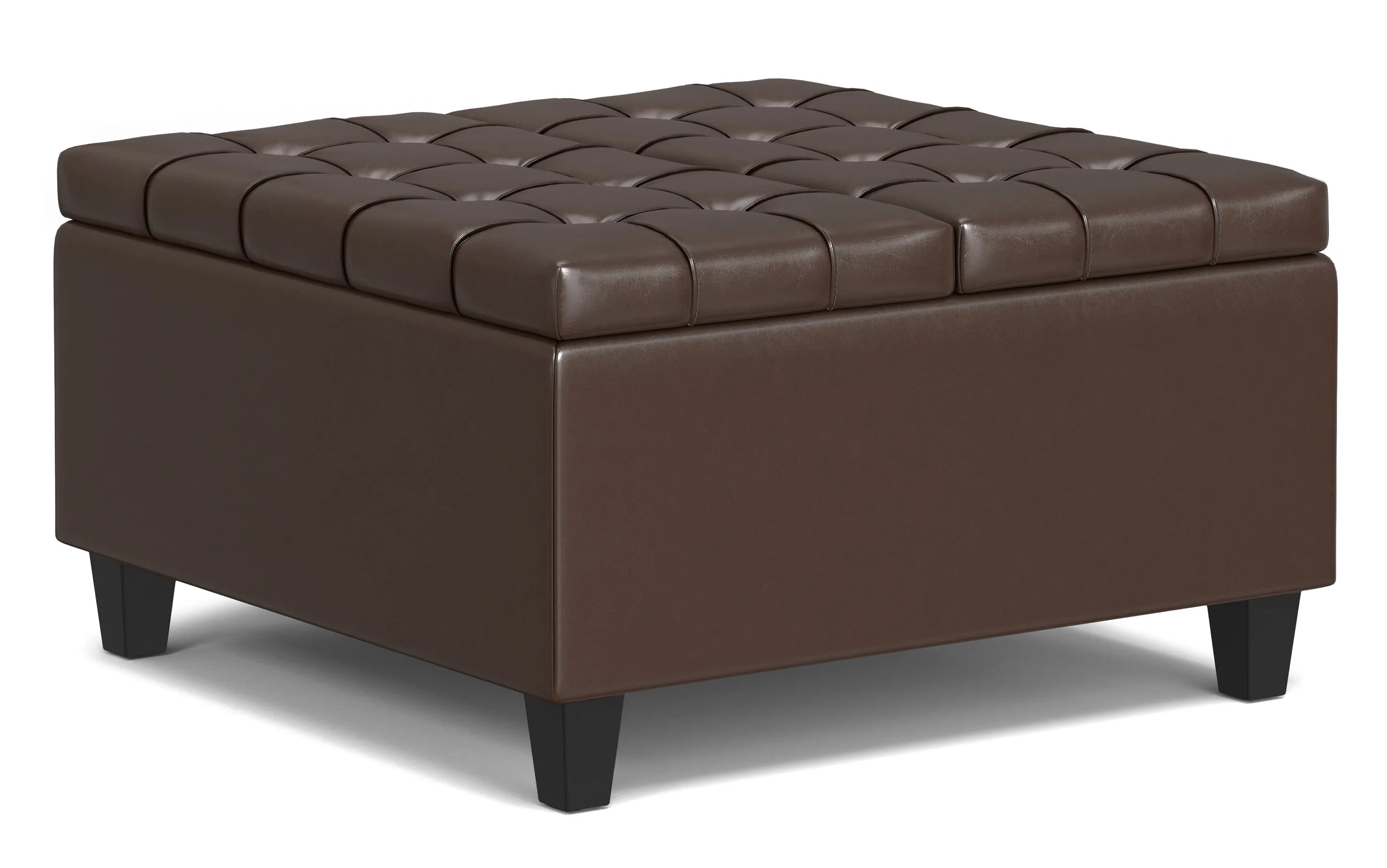 Harrison Small Square Coffee Table Storage Ottoman in Vegan Leather