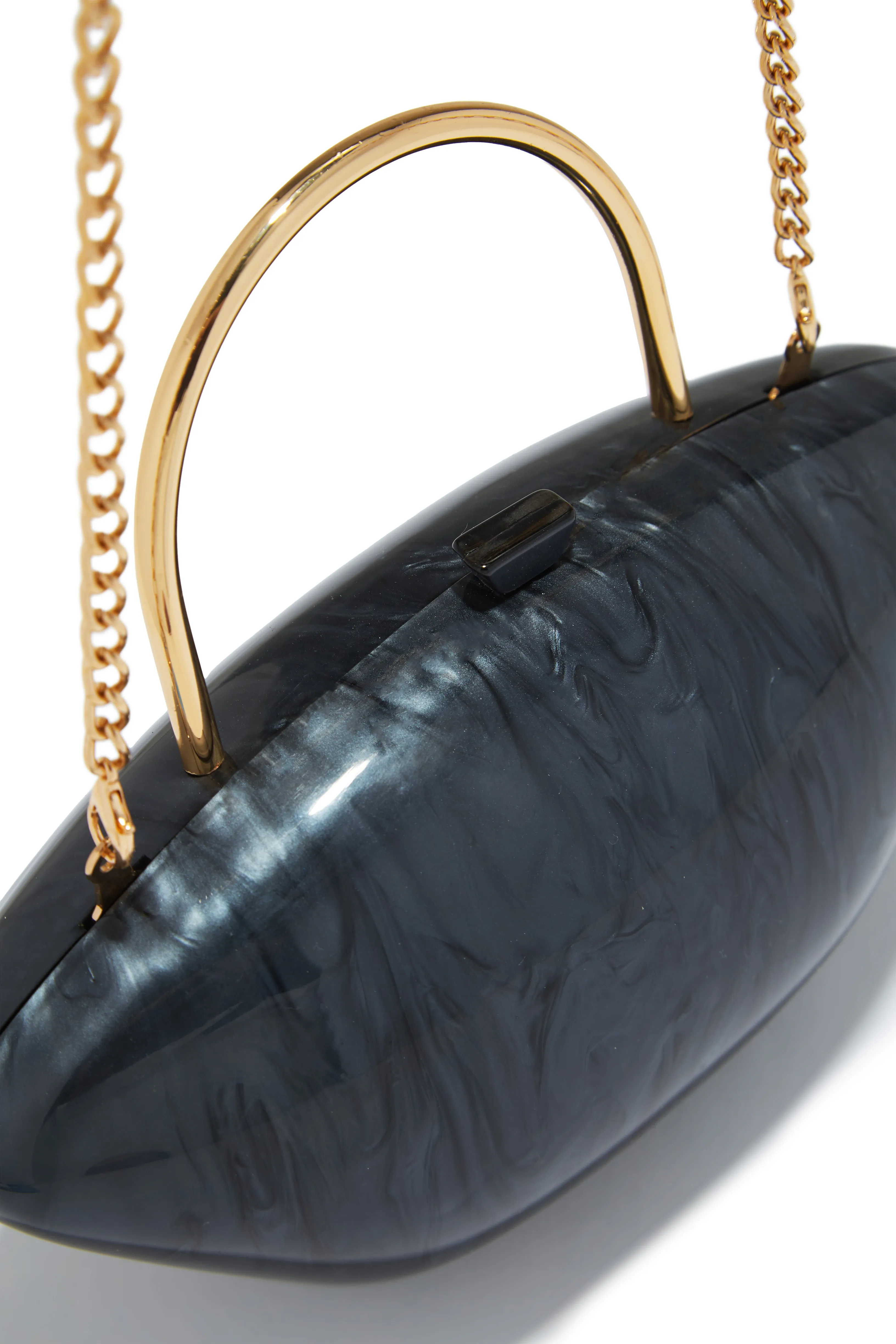Imania Marble Top Handle Bag- Black