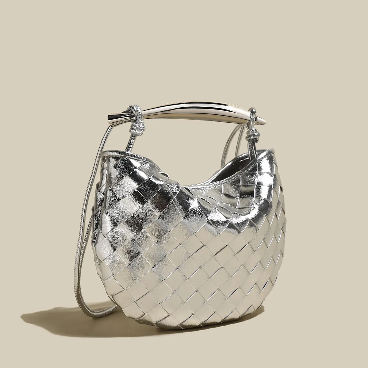 Italian Life Woven Shoulder Bag with Sculptured Handle