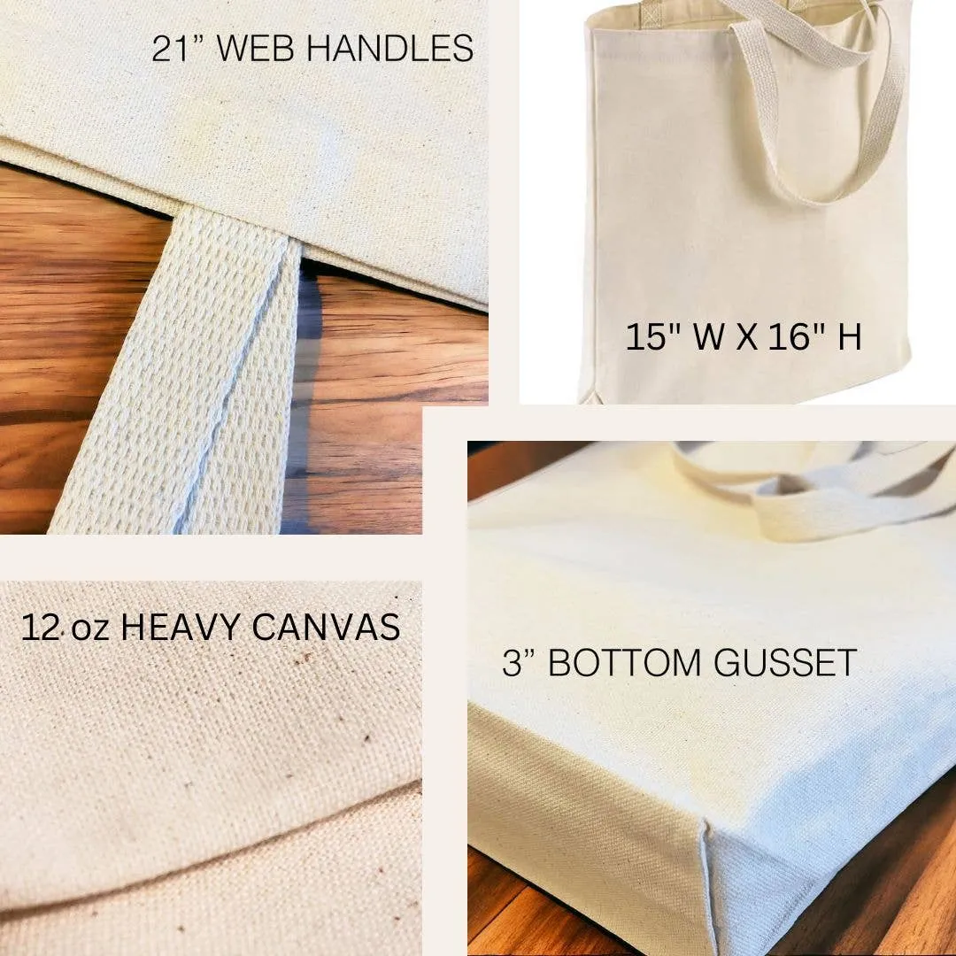 Just One More Row Canvas Tote Bag, Yarn Shop