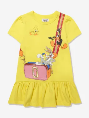 MARC JACOBS Girls Looney Tunes Bag Print Dress in Yellow