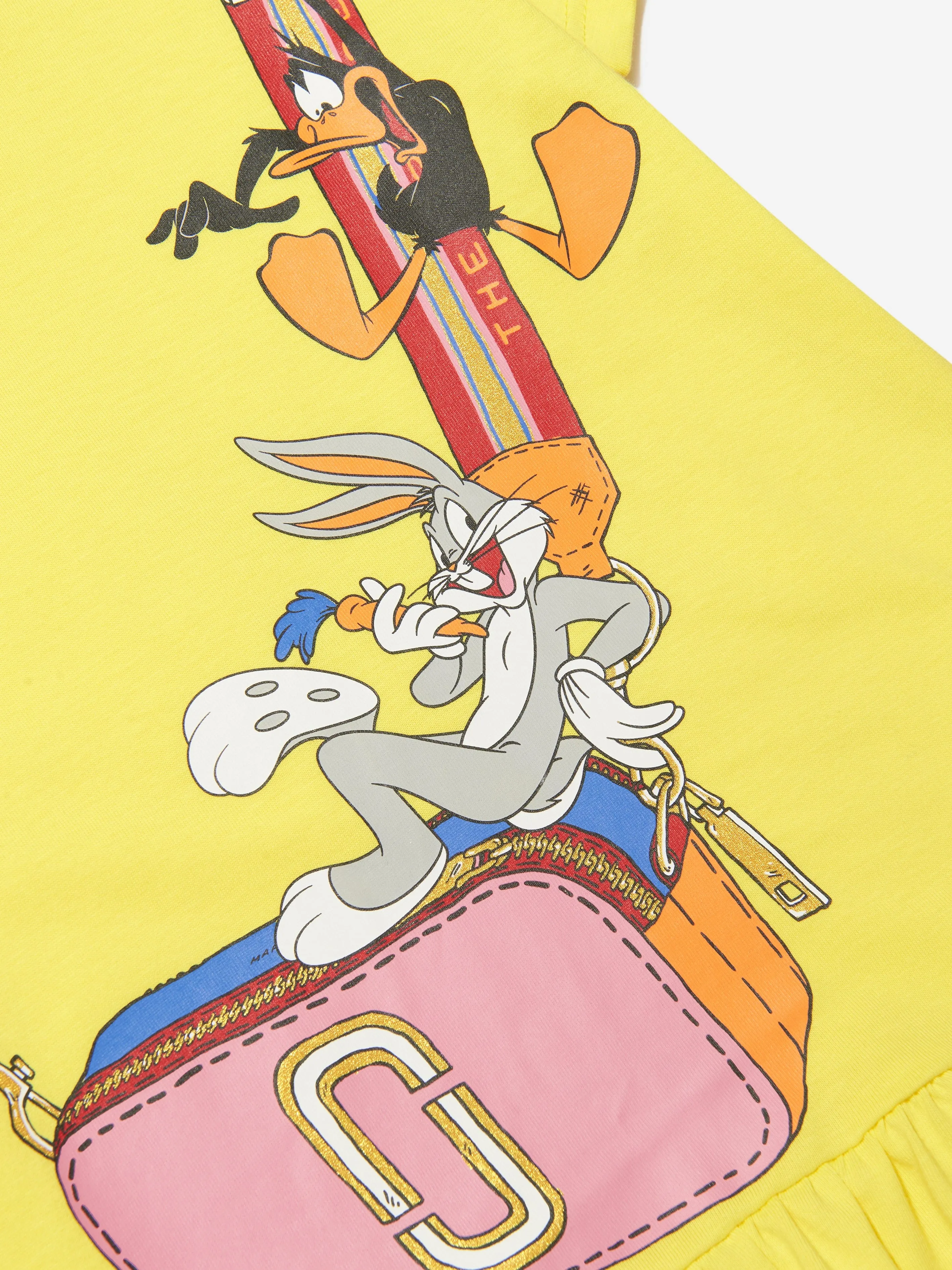 MARC JACOBS Girls Looney Tunes Bag Print Dress in Yellow