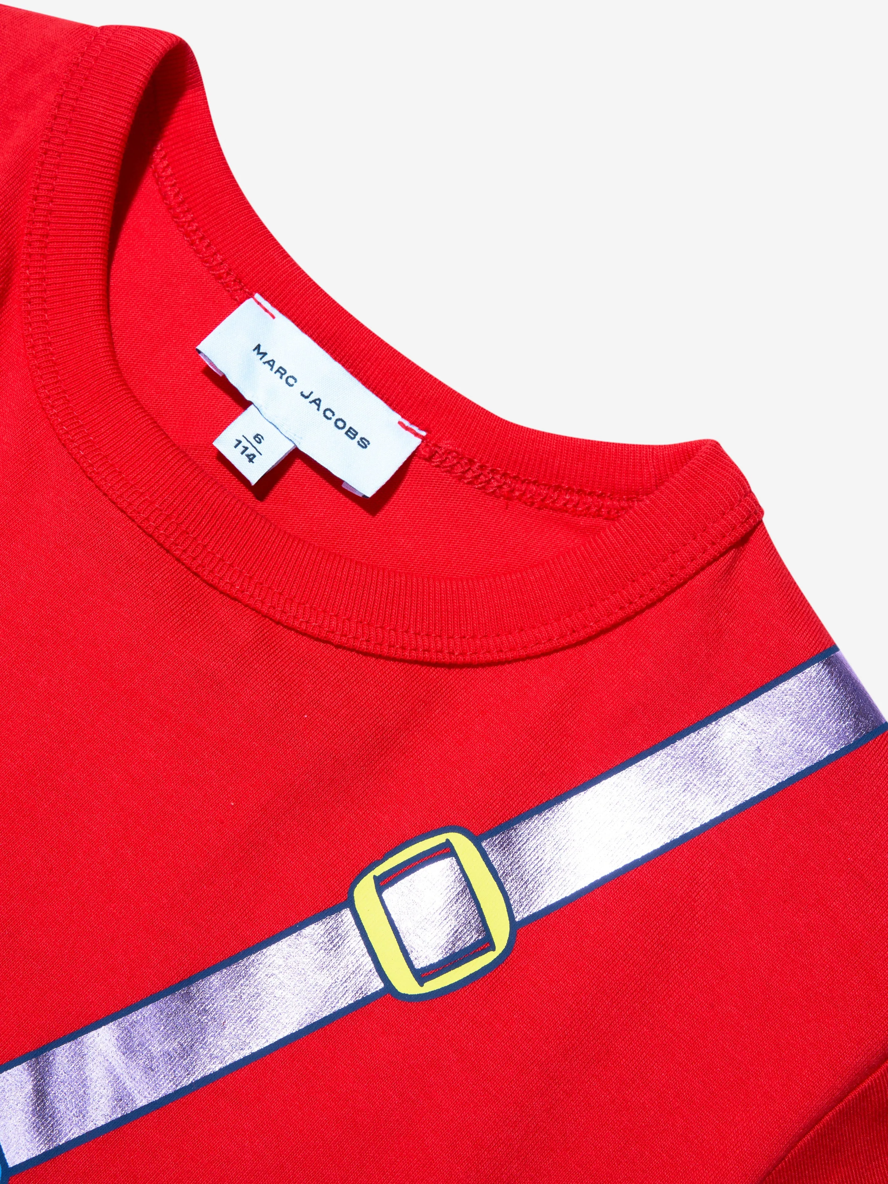 MARC JACOBS Girls Organic Cotton Bag Print T-Shirt in Red