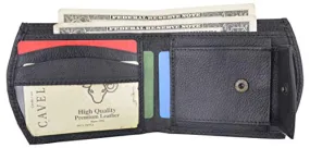 Men's Premium Leather Credit Card ID Holder Bifold Wallet with Coin Pocket