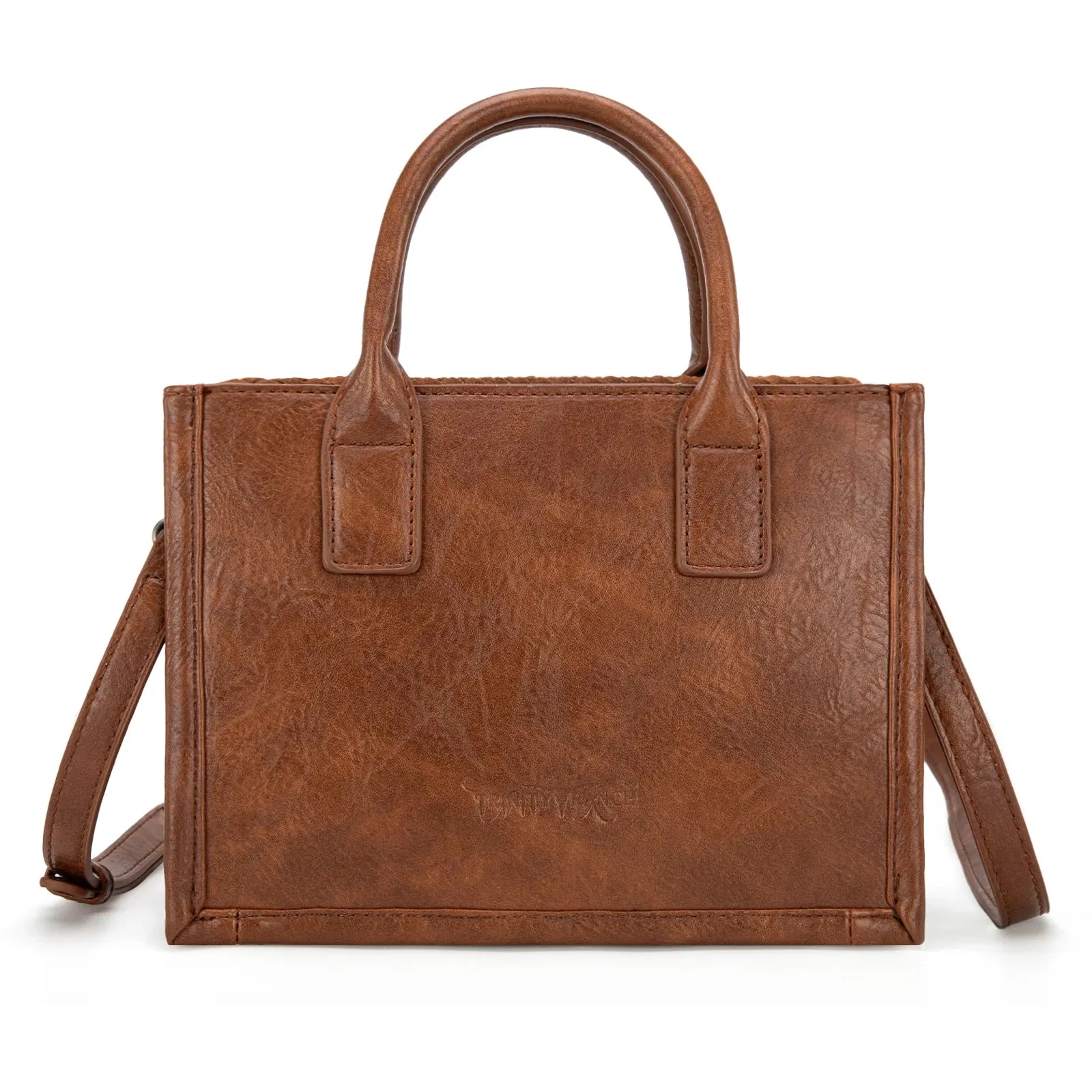 Mini Tooled Tote - Brown