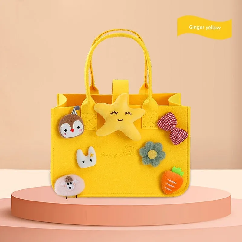 New Arrival Handbag Cartoon Doll Girl Felt Bag