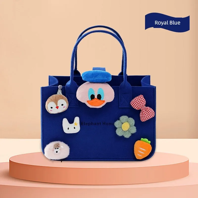 New Arrival Handbag Cartoon Doll Girl Felt Bag