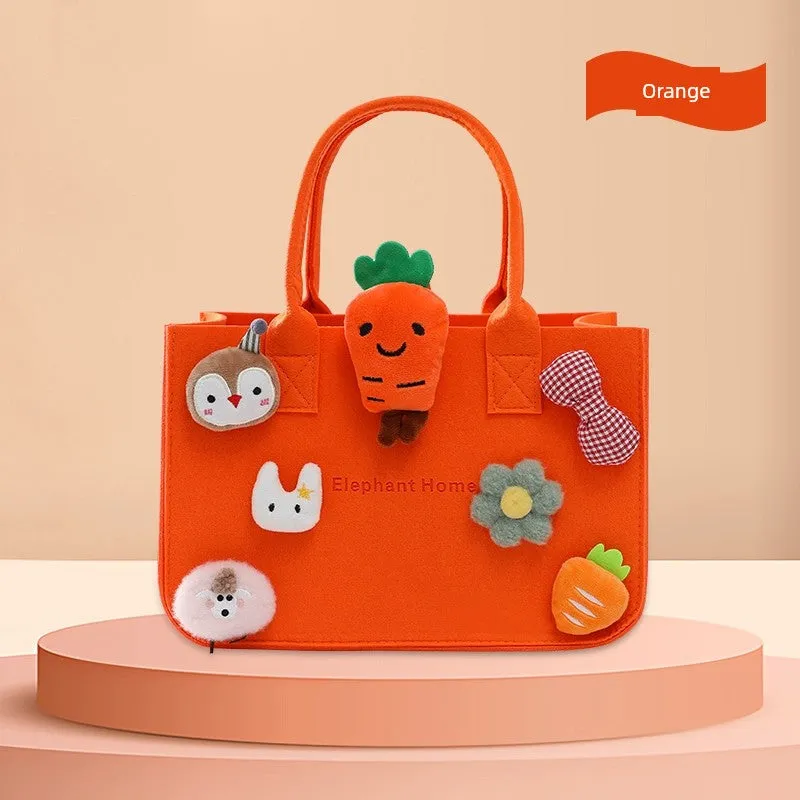 New Arrival Handbag Cartoon Doll Girl Felt Bag