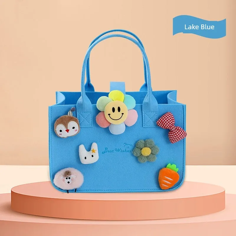 New Arrival Handbag Cartoon Doll Girl Felt Bag