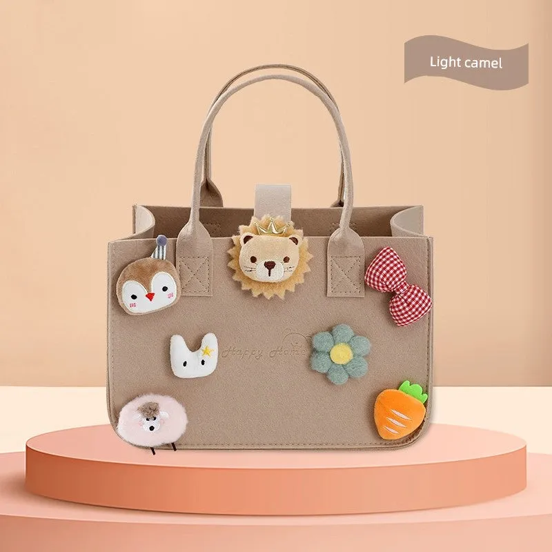 New Arrival Handbag Cartoon Doll Girl Felt Bag
